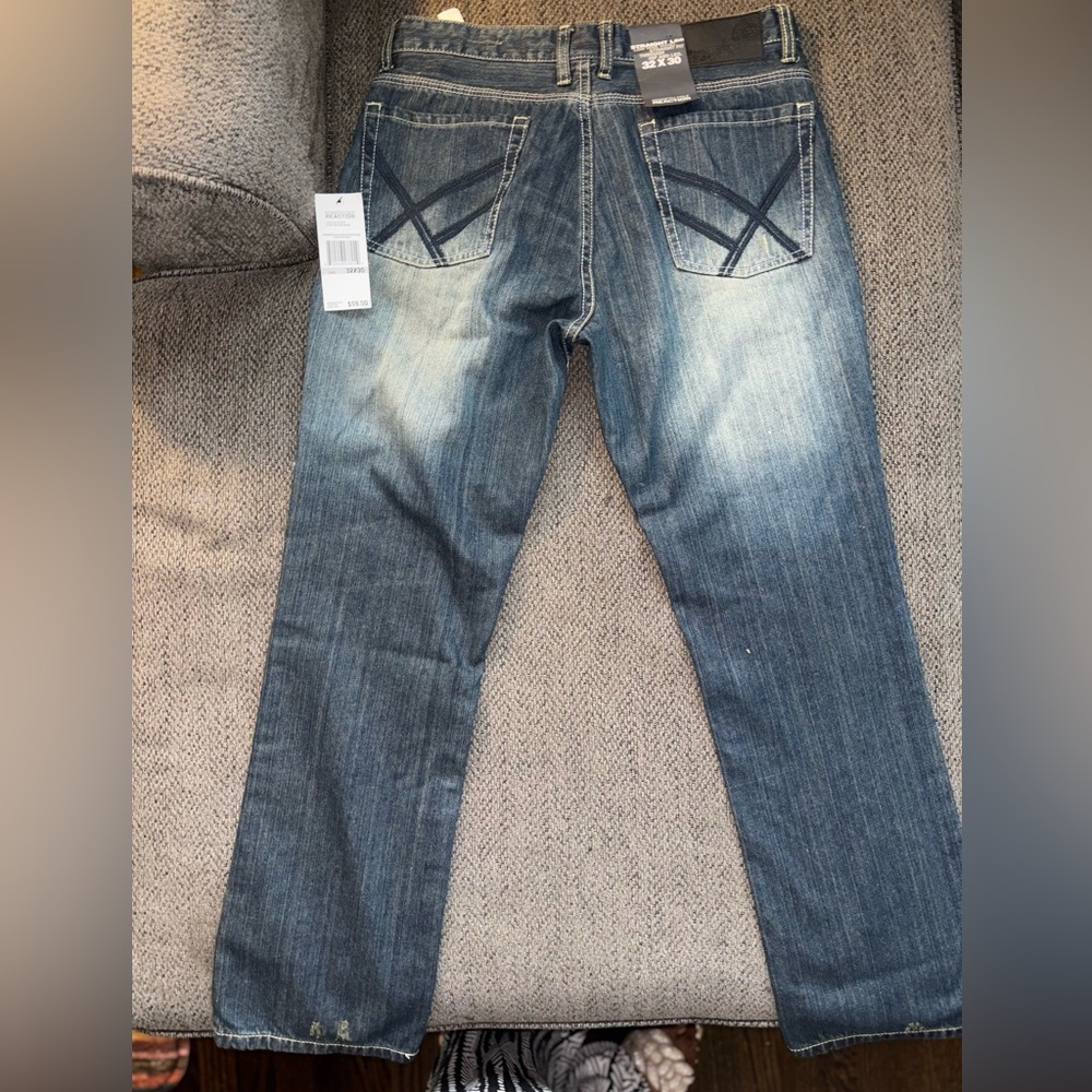 Kenneth Cole Men's Faded Blue Straight Jeans 32x30
